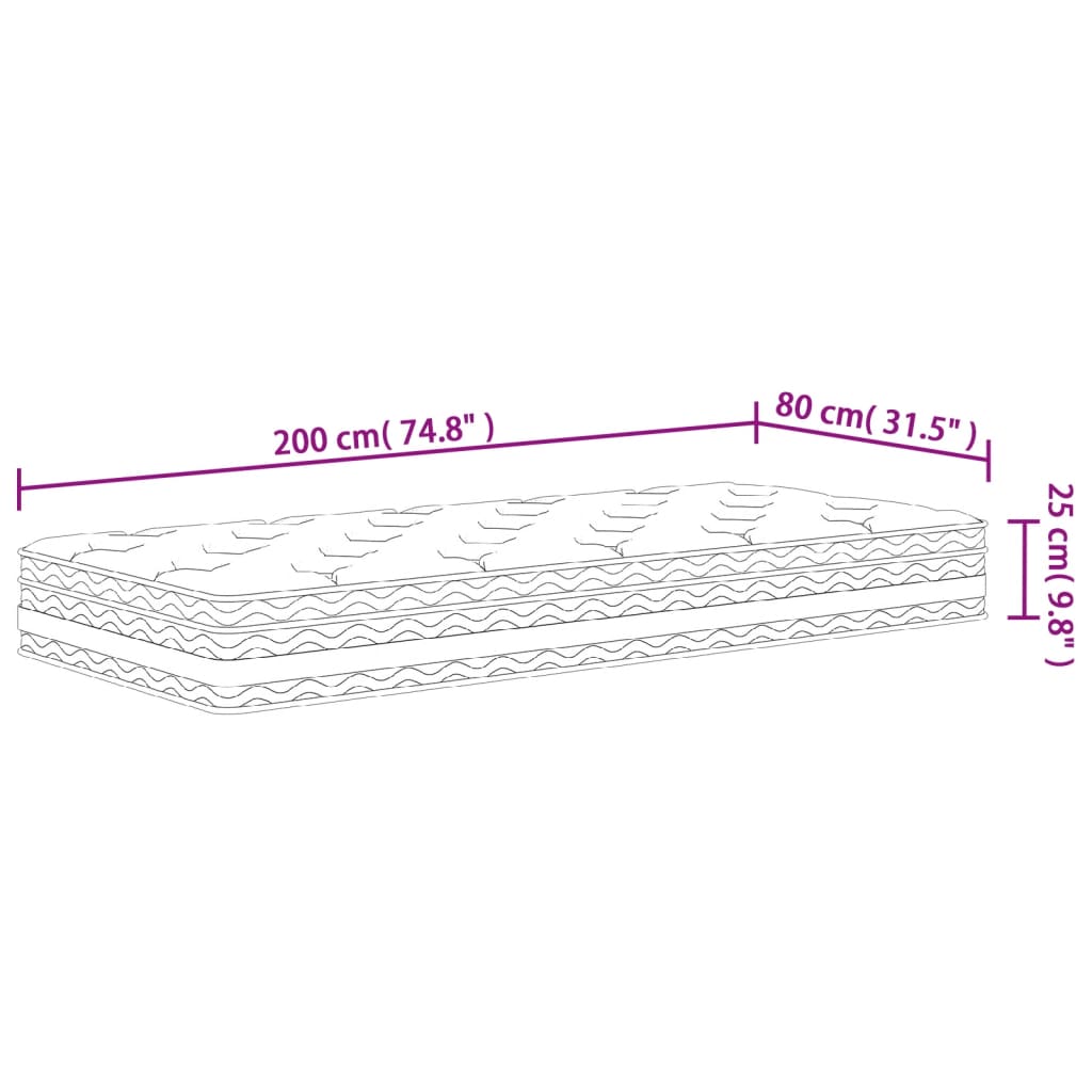 Matratze Taschenfederkern Mittel 80x200 cm