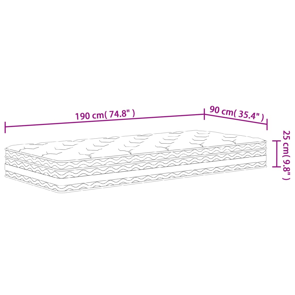 Matratze Taschenfederkern Mittel 90x190 cm