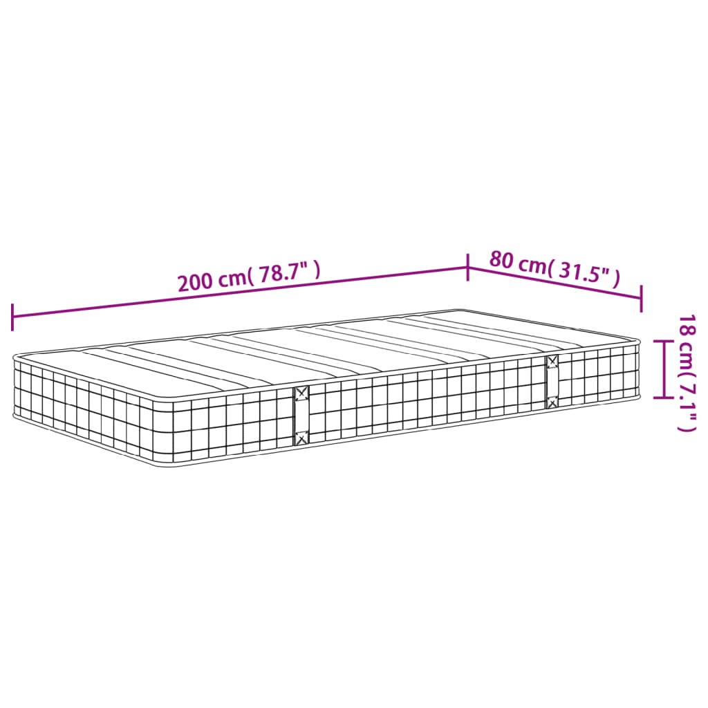 Matelas Bonnell noyau à ressorts moyen 80x200 cm