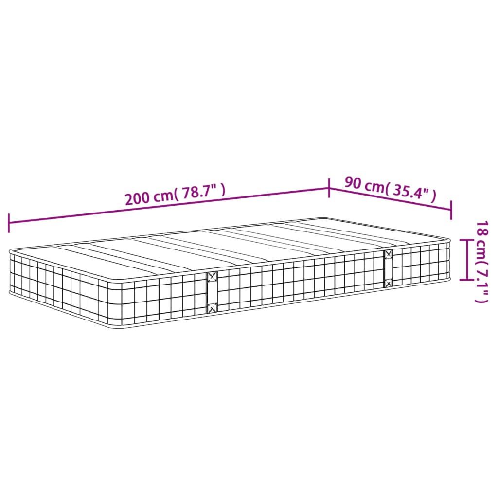 Matelas Bonnell noyau à ressorts moyen 90x200 cm