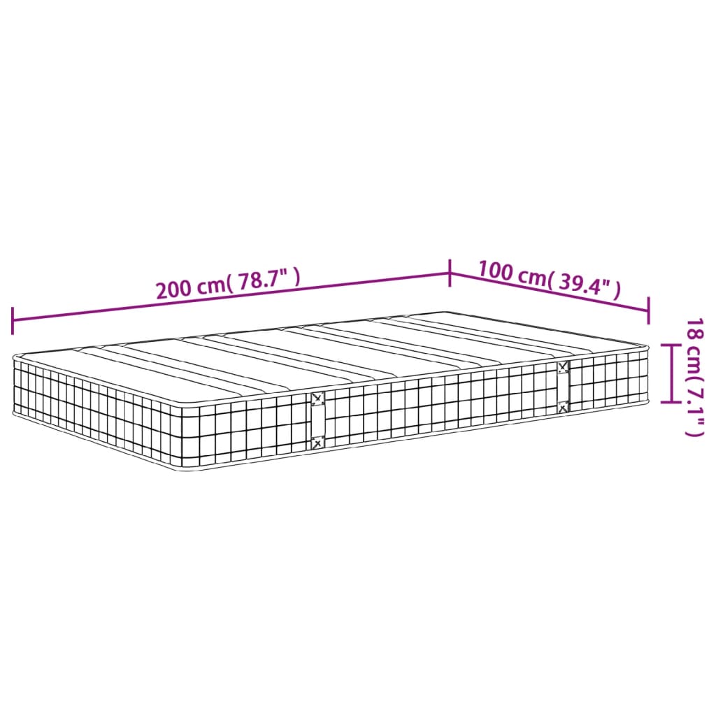 Matelas Bonnell noyau à ressorts moyen 100x200 cm