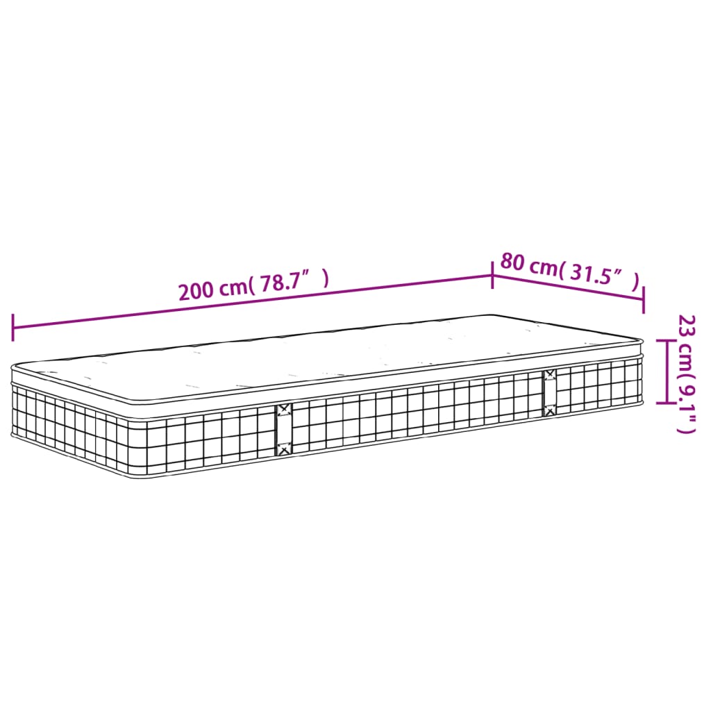 Matelas Bonnell noyau à ressorts moyen 80x200 cm