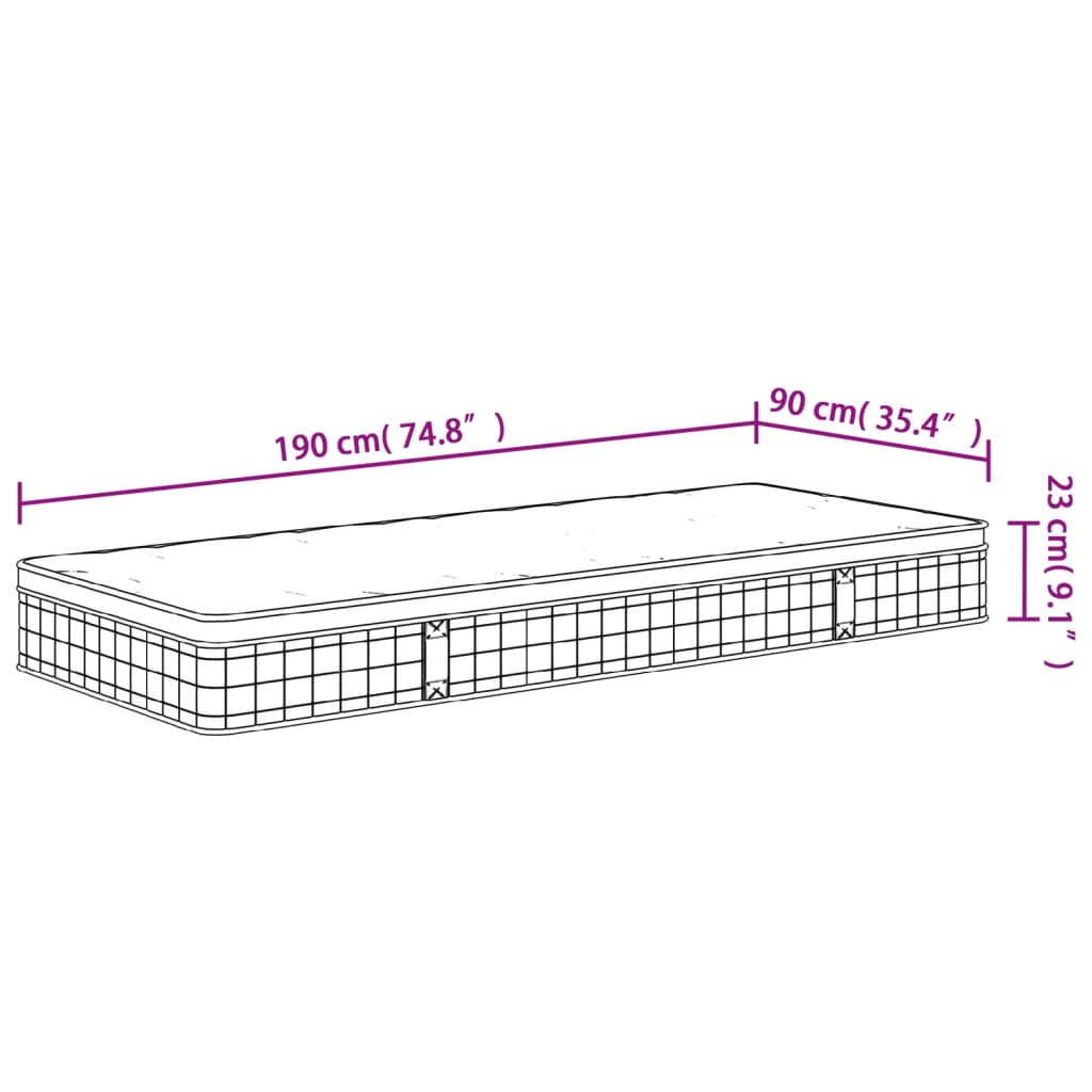 Matelas Bonnell noyau à ressorts moyen 90x190 cm