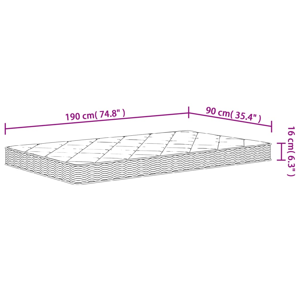 Matelas mousse moyennement souple 90x190 cm