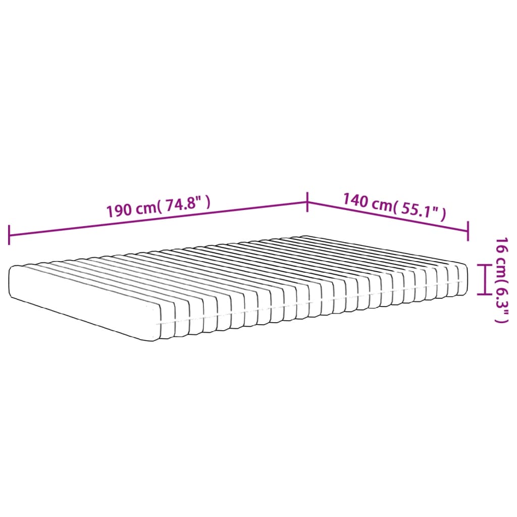 Matelas mousse mi-souple 140x190 cm