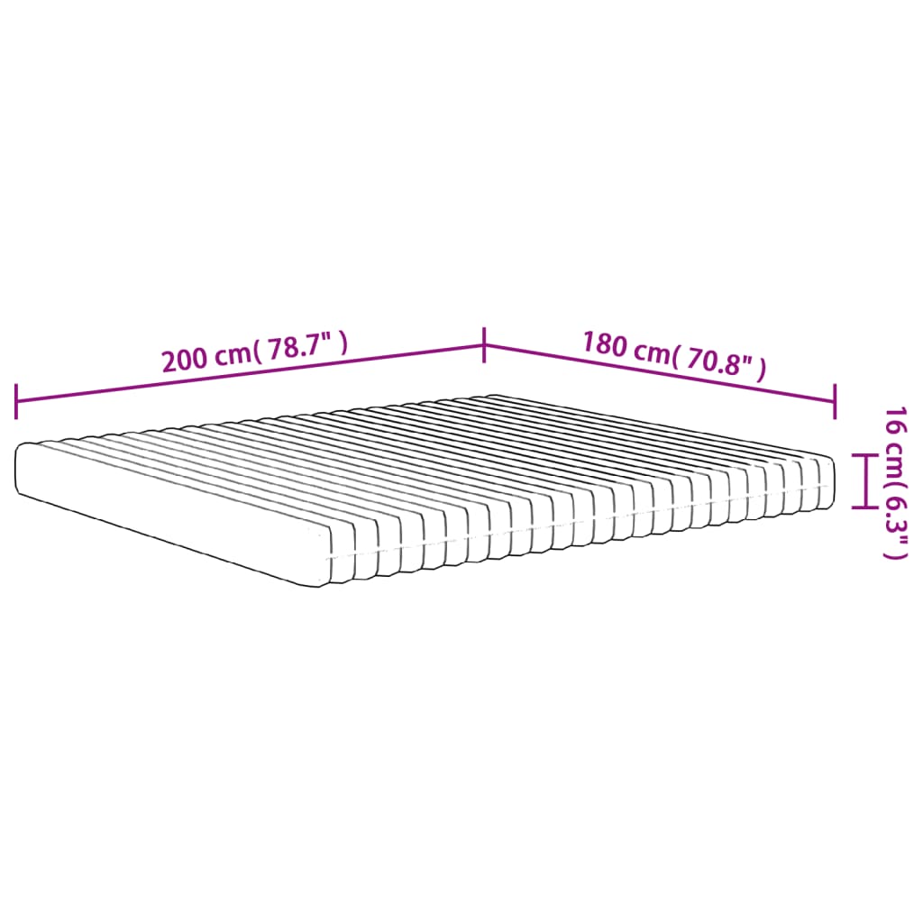 Matelas mousse mi-souple 180x200 cm