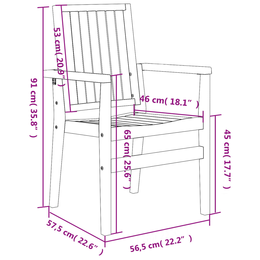 Gartenstühle 4 Stk. Stapelbar 56,5x57,5x91 cm Massivholz Teak