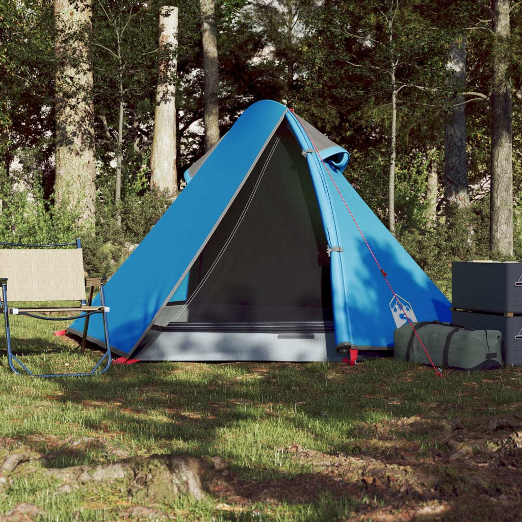 Tente de camping dôme 2 personnes bleue imperméable