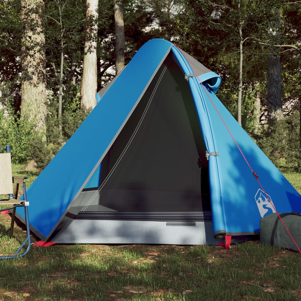 Tente de camping dôme 2 personnes bleue imperméable