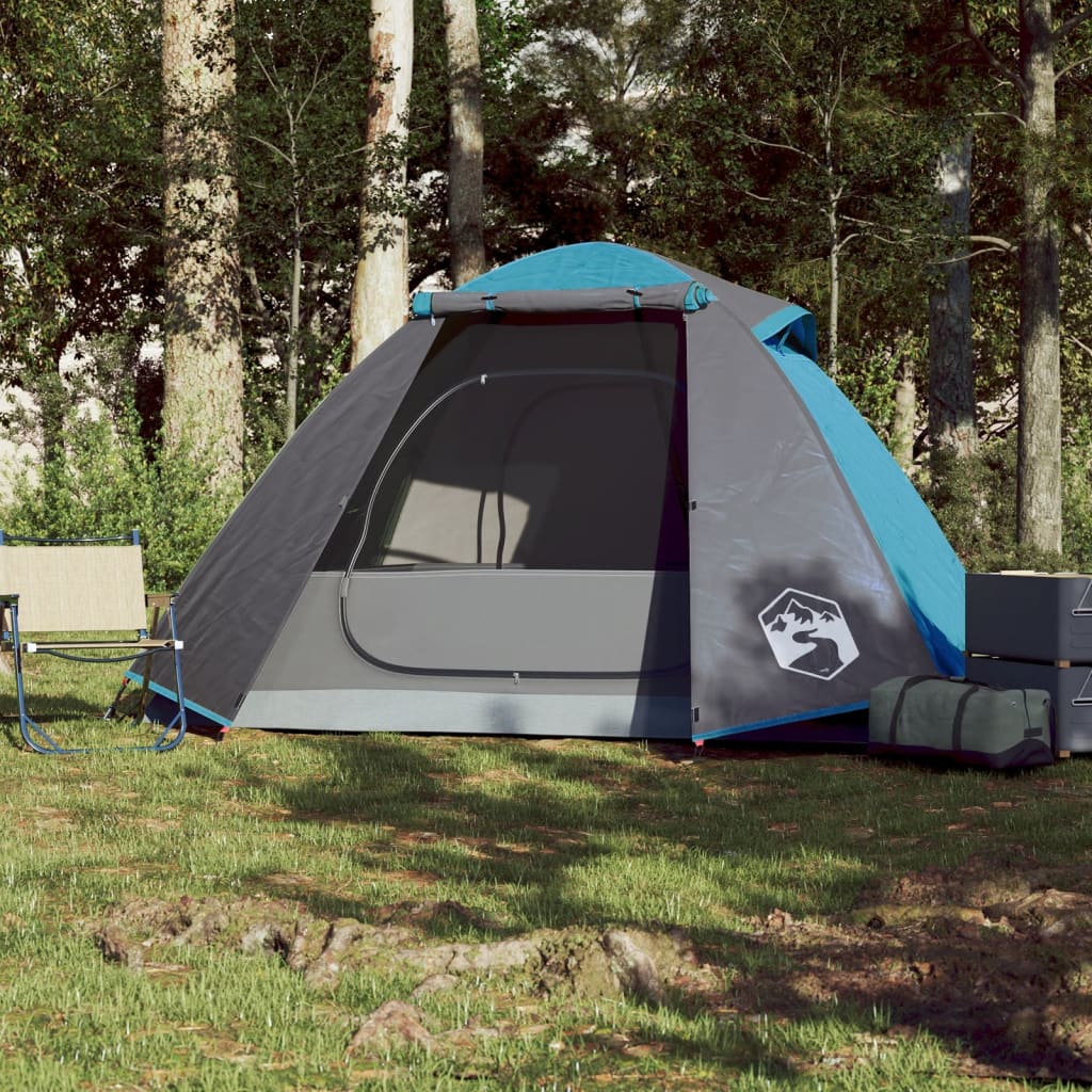 Tente de camping dôme 2 personnes bleue imperméable