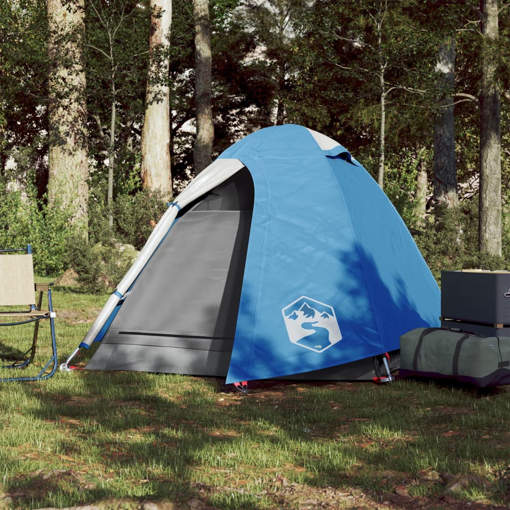 Tente de camping dôme 2 personnes bleue imperméable