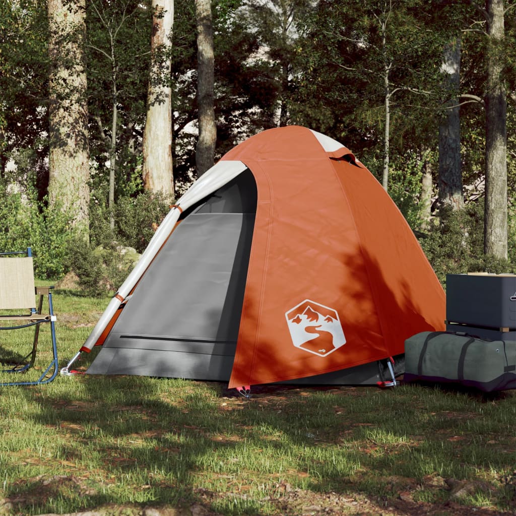 Tente de camping dôme 2 personnes orange étanche