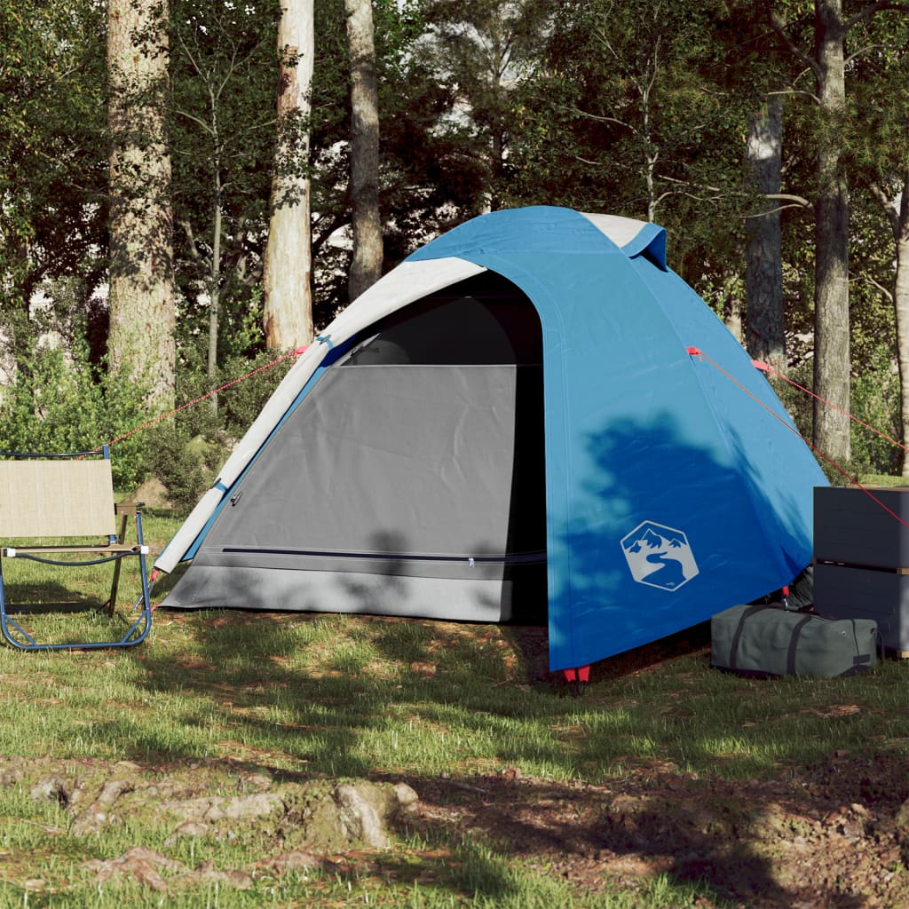 Tente de camping dôme 3 personnes bleue imperméable