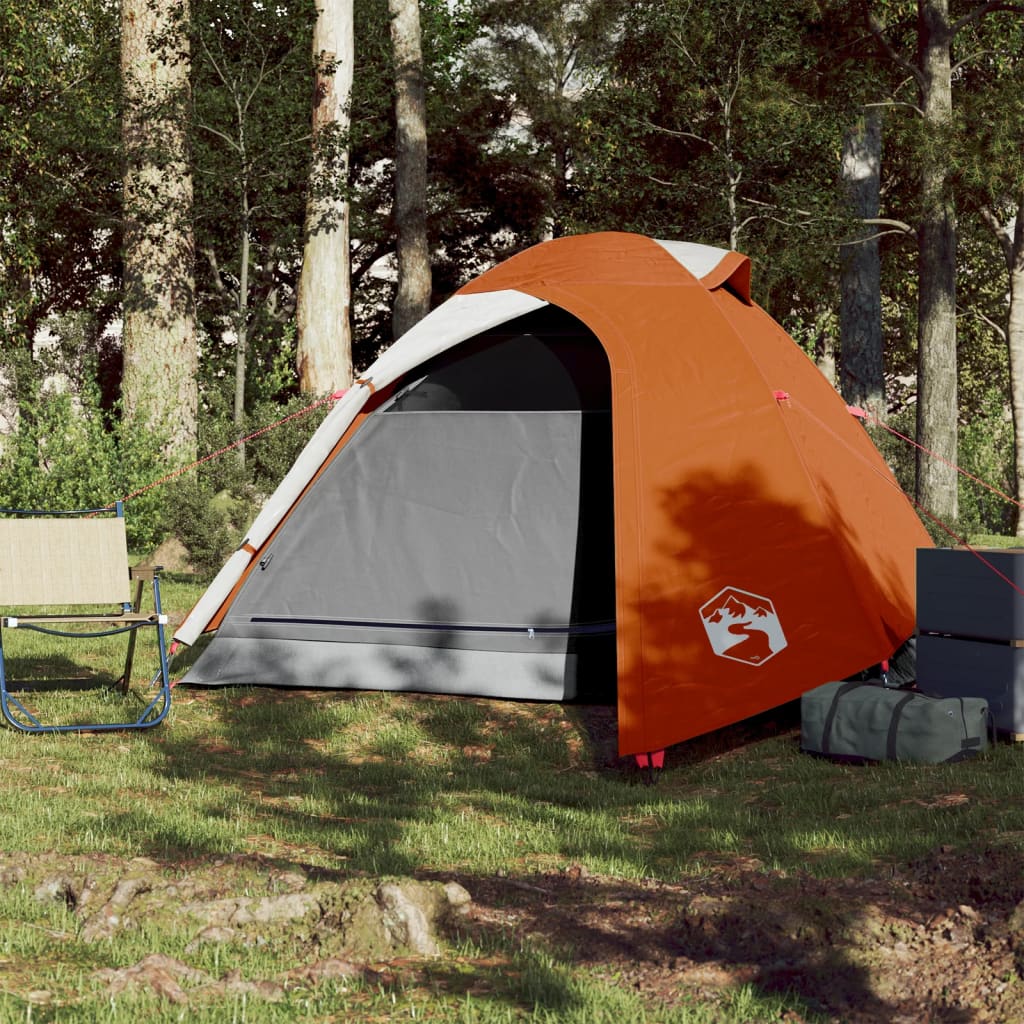 Tente de camping dôme 3 personnes orange étanche