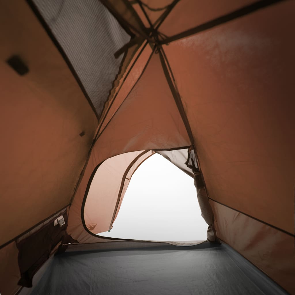 Tente de camping dôme 3 personnes orange étanche