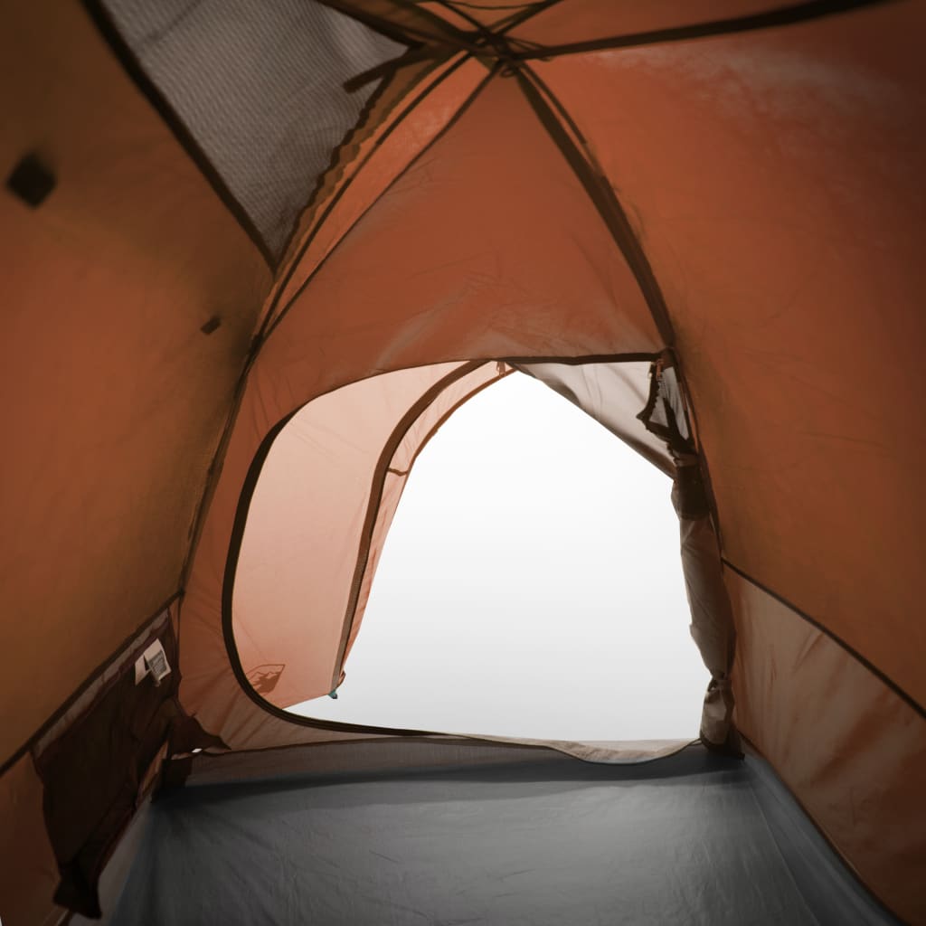 Tente de camping dôme 4 personnes gris et orange étanche