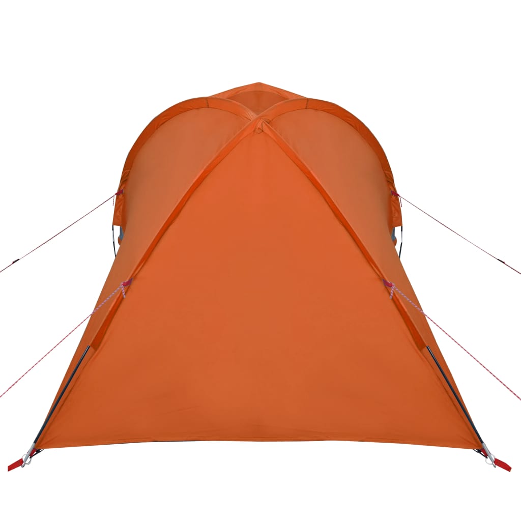 Tente de camping dôme 2 personnes gris et orange étanche