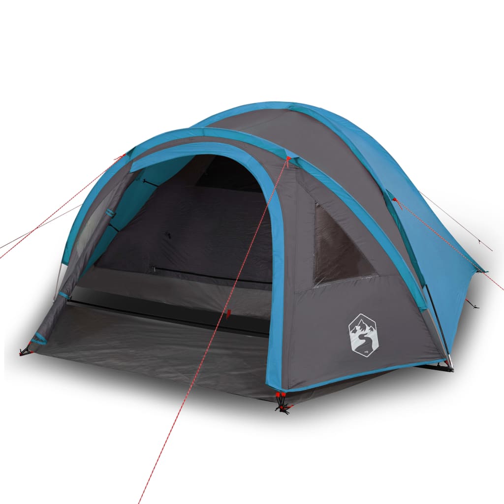 Tente de camping dôme 4 personnes bleue imperméable