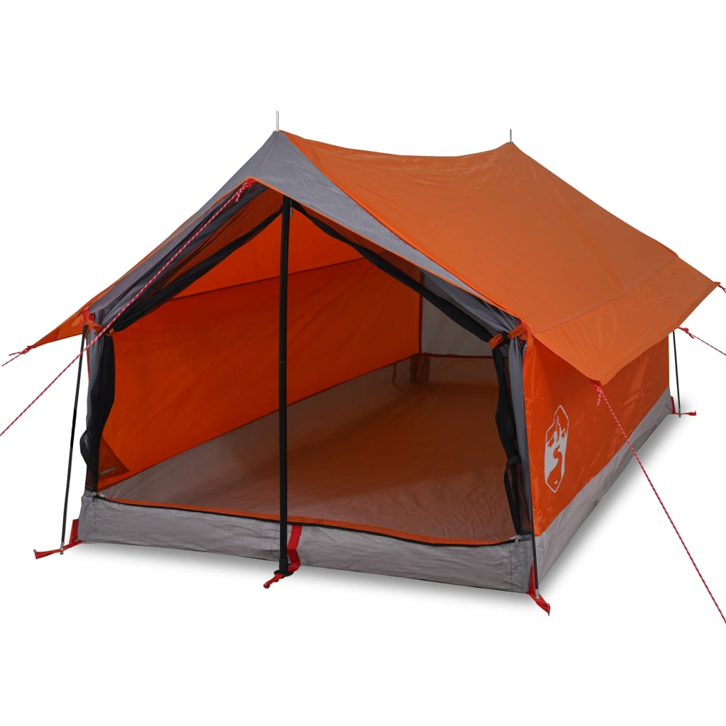 Tente de camping 2 personnes grise et orange imperméable