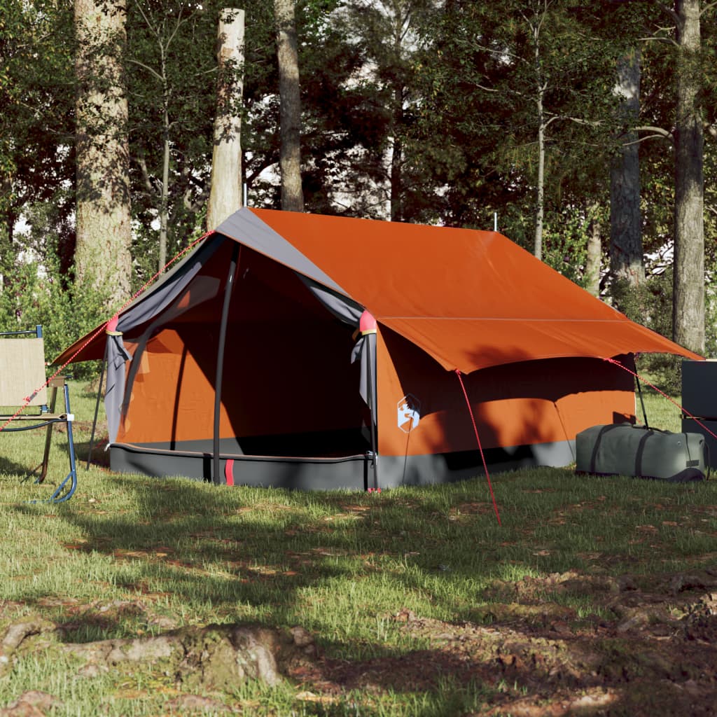 Tente de camping 2 personnes grise et orange imperméable