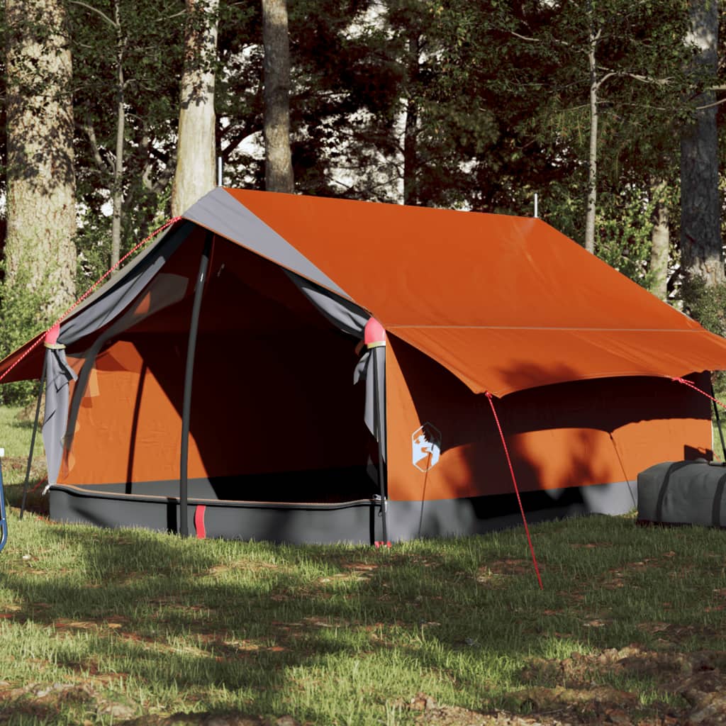 Tente de camping 2 personnes grise et orange imperméable