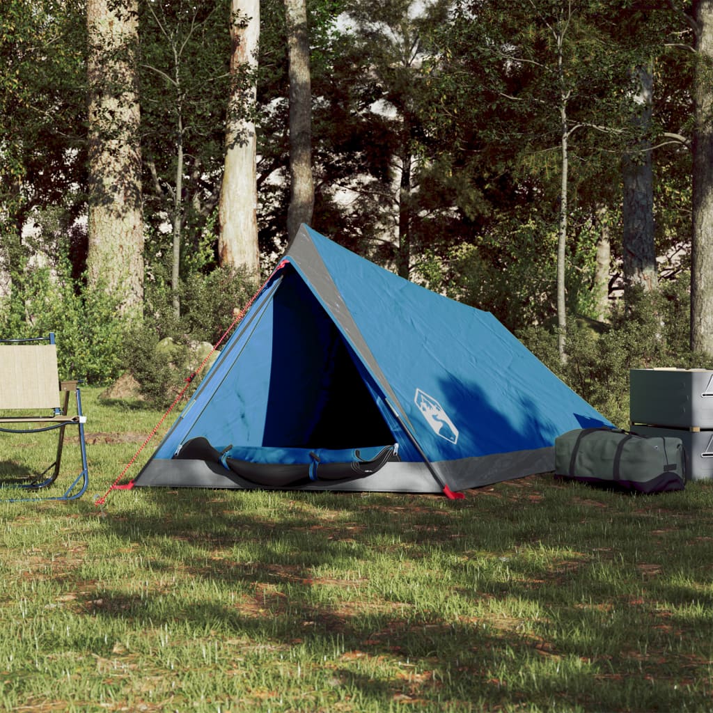 Tente de camping 2 personnes bleue imperméable