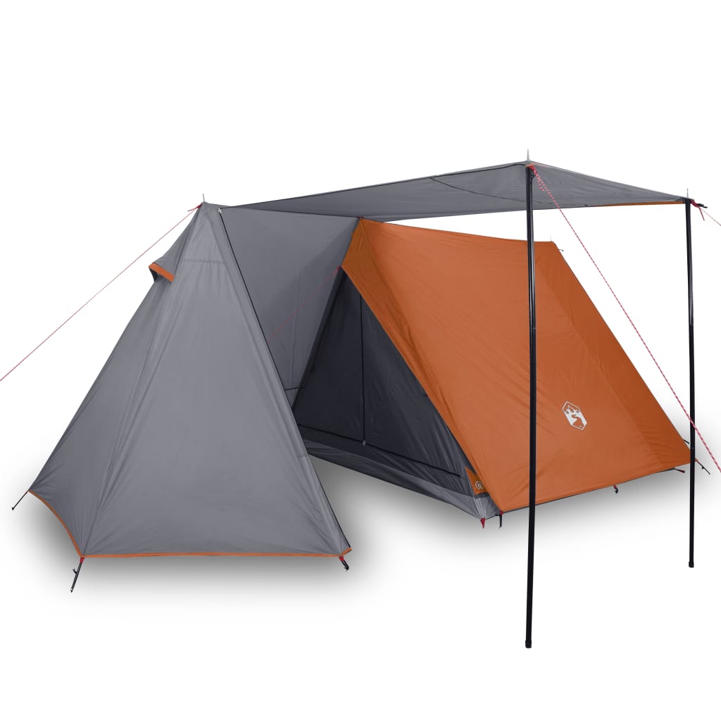 Tente de camping 3 personnes grise et orange imperméable