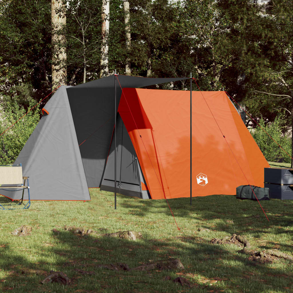 Tente de camping 3 personnes grise et orange imperméable