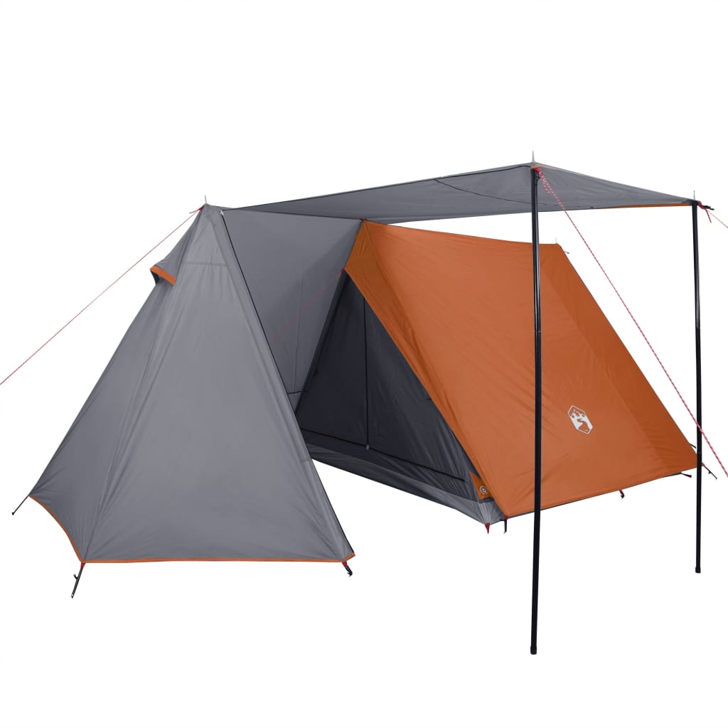 Tente de camping 3 personnes grise et orange imperméable