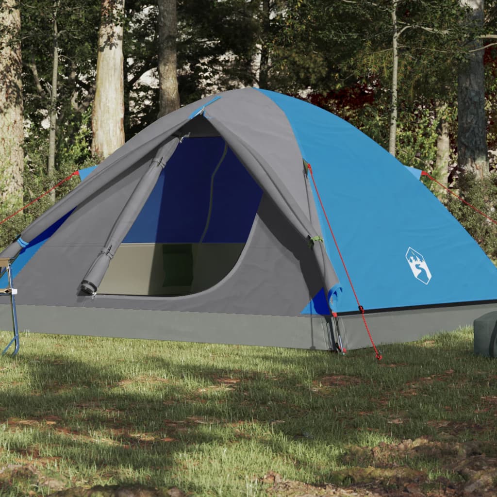 Tente de camping dôme 3 personnes bleue imperméable