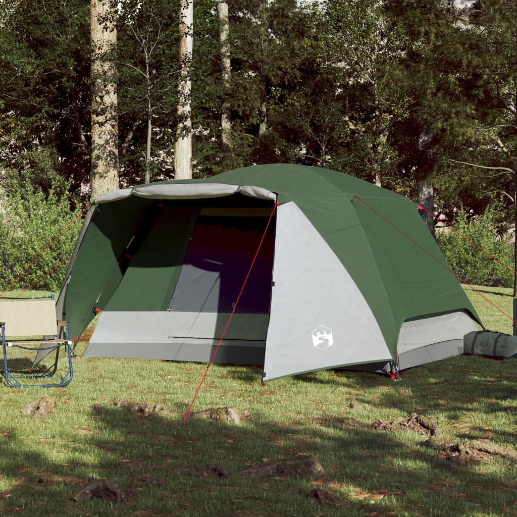 Tente de camping avec auvent 4 personnes verte imperméable