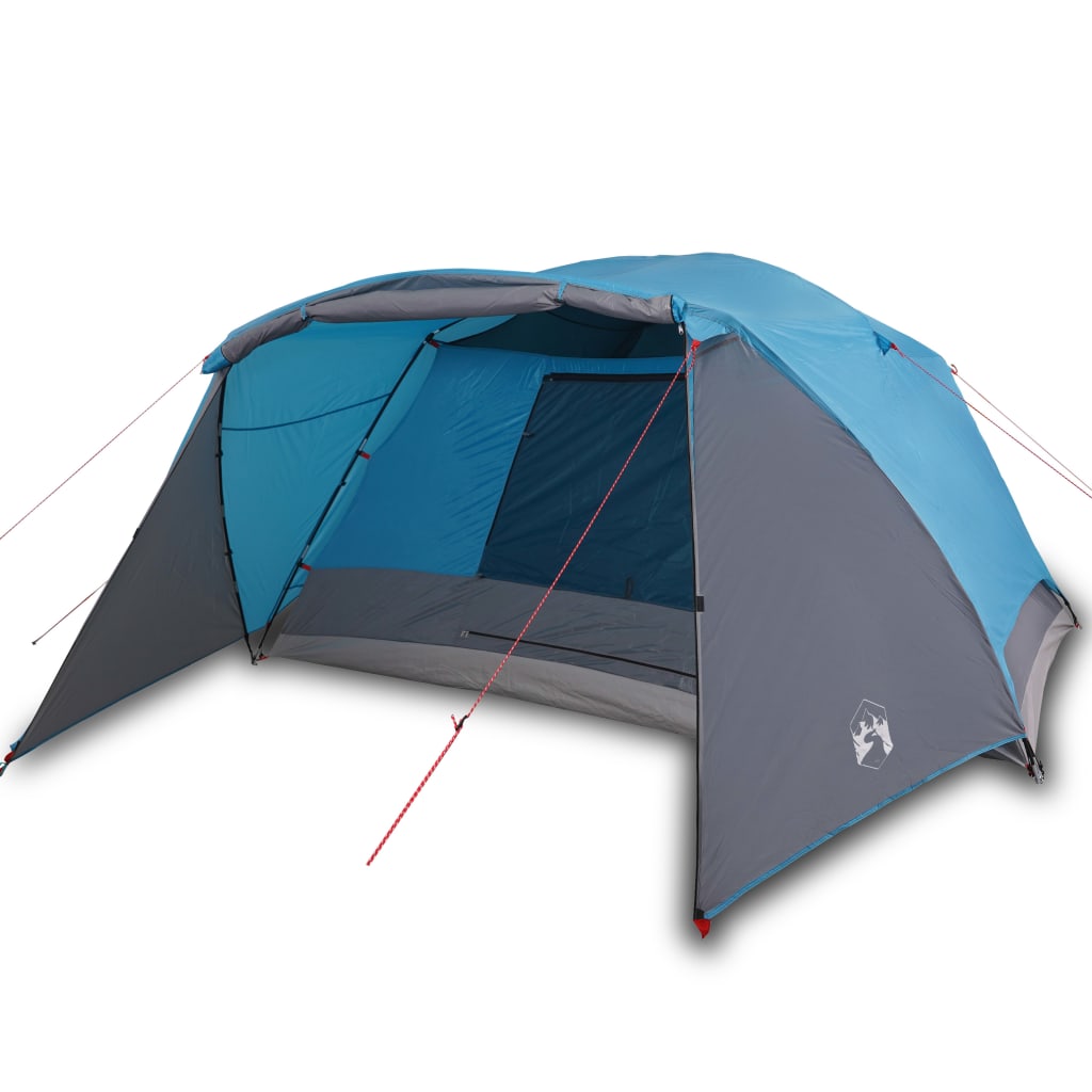 Tente de camping avec auvent 4 personnes bleue imperméable