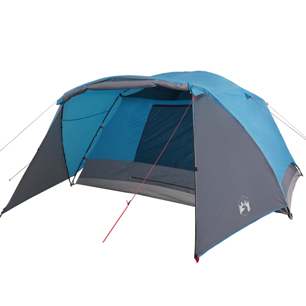 Tente de camping avec auvent 4 personnes bleue imperméable