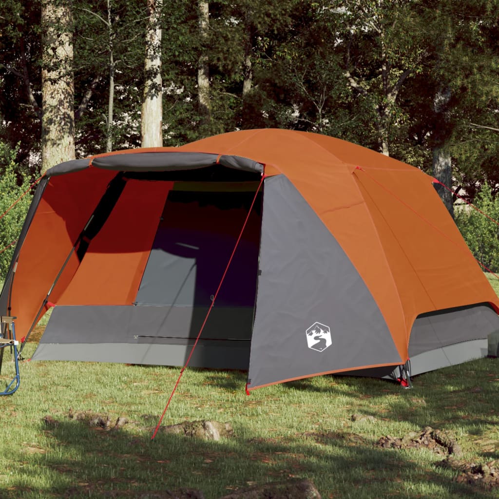 Tente de camping avec auvent 4 personnes orange imperméable