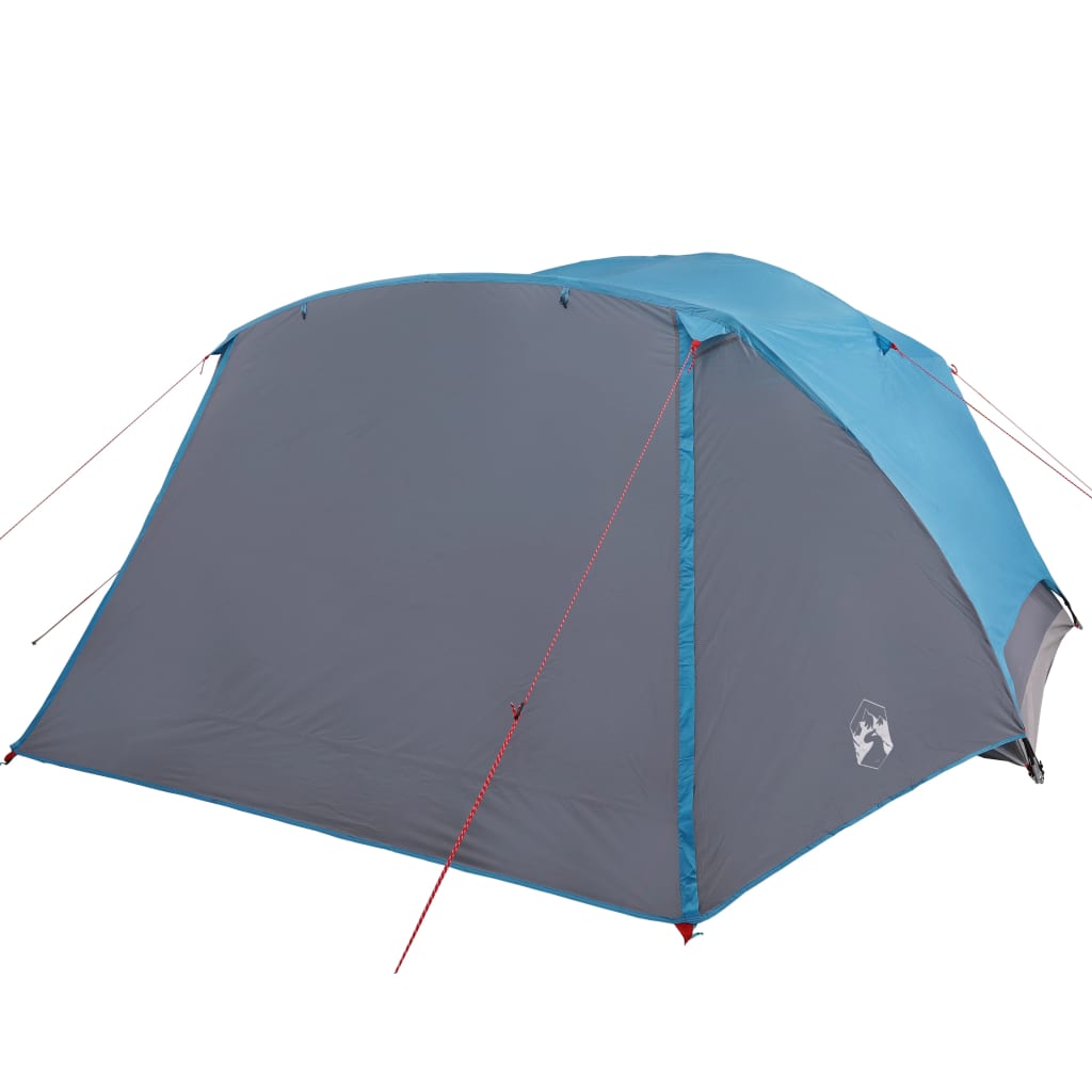 Tente familiale avec auvent 6 personnes bleue imperméable