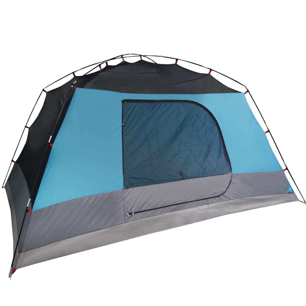 Tente familiale avec auvent 6 personnes bleue imperméable