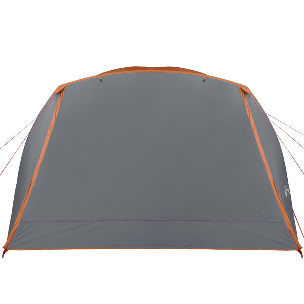 Tente familiale avec auvent 6 personnes gris et orange imperméable