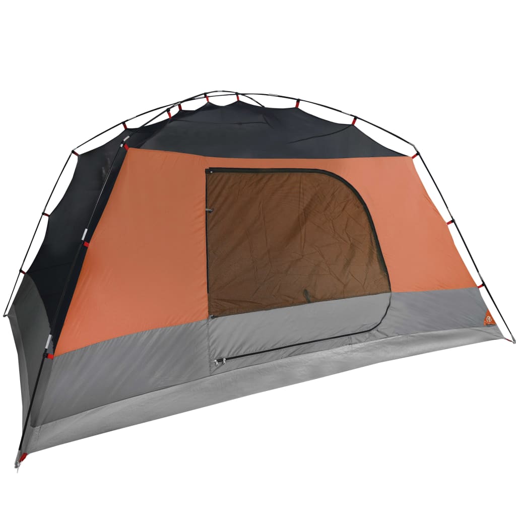 Tente familiale avec auvent 6 personnes gris et orange imperméable