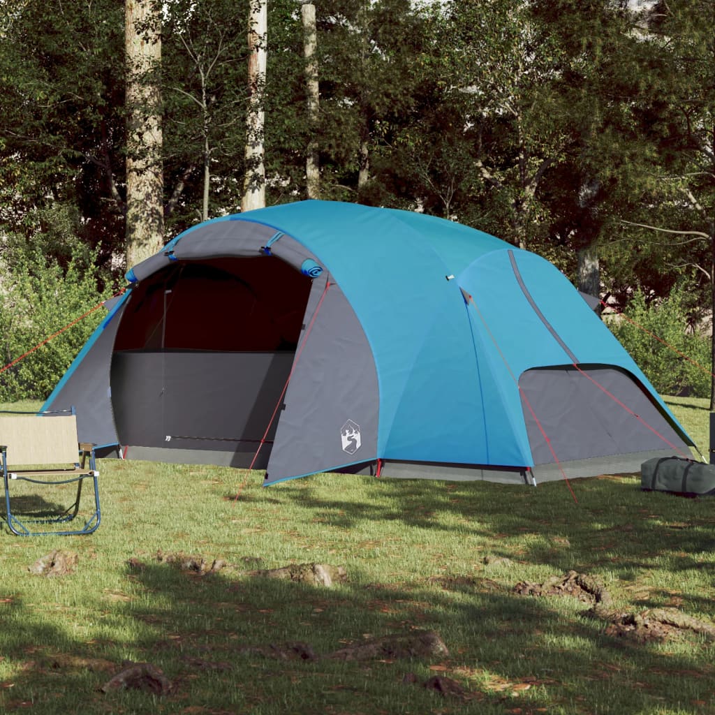 Tente familiale avec ventilation 8 personnes bleue imperméable