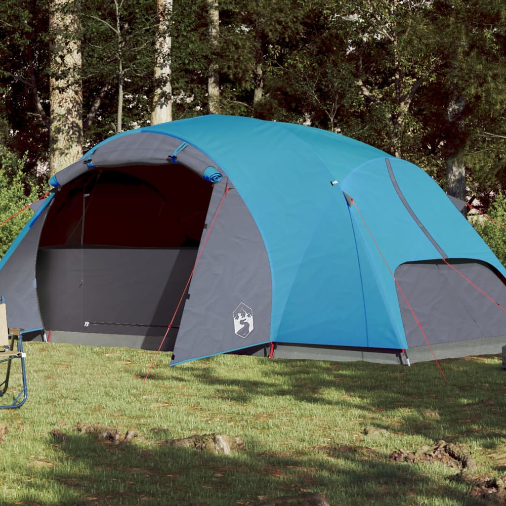 Tente familiale avec ventilation 8 personnes bleue imperméable