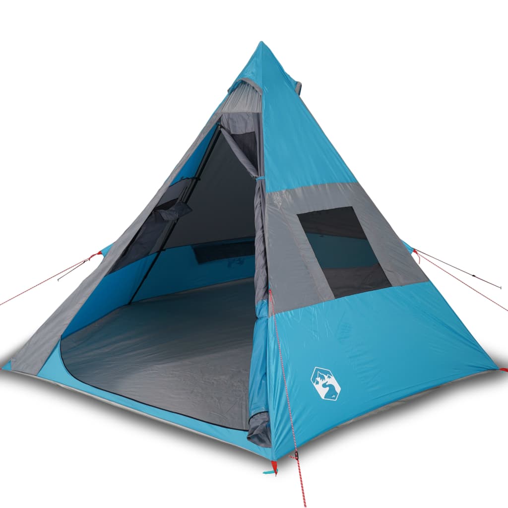 Tente de camping tipi 7 personnes bleue imperméable