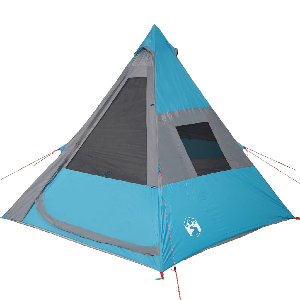 Tente de camping tipi 7 personnes bleue imperméable