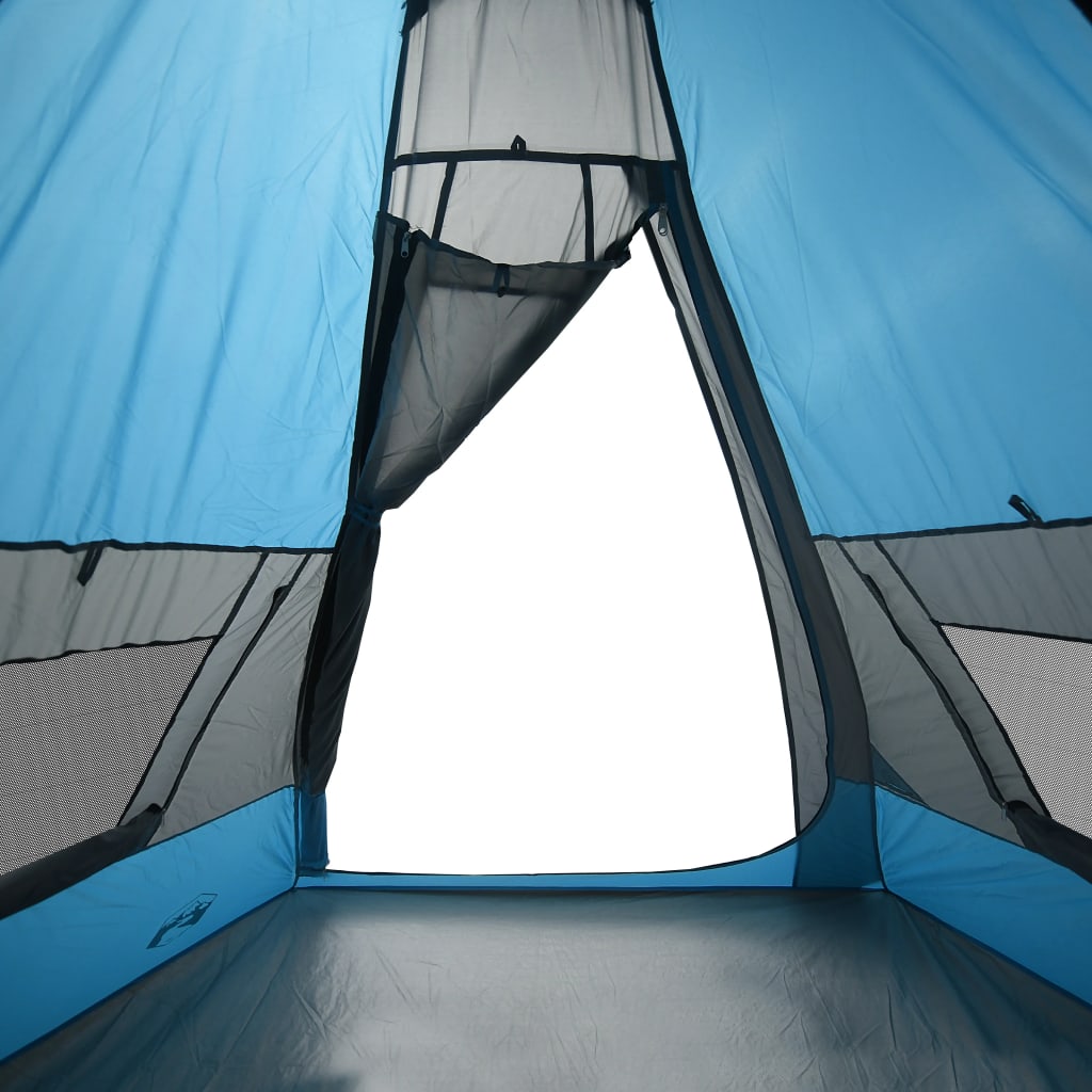 Tente de camping tipi 7 personnes bleue imperméable