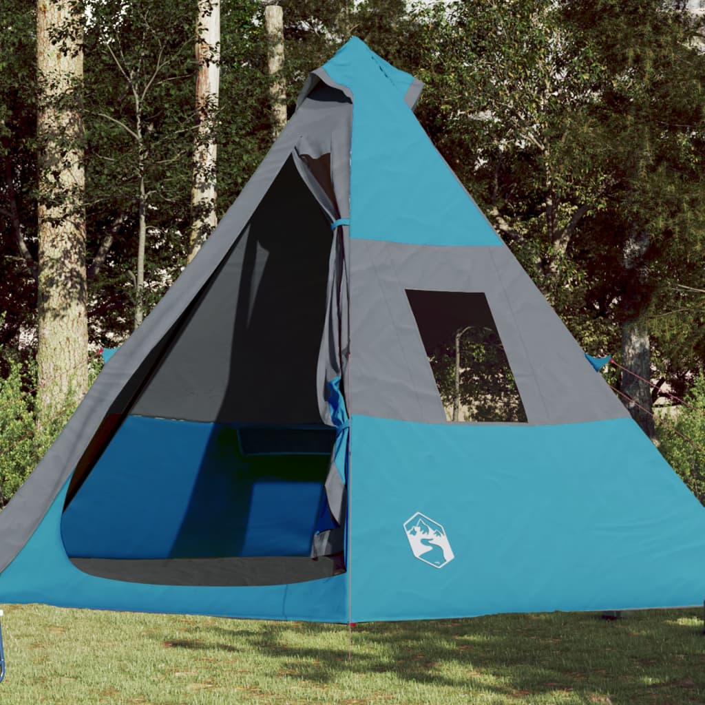 Tente de camping tipi 7 personnes bleue imperméable