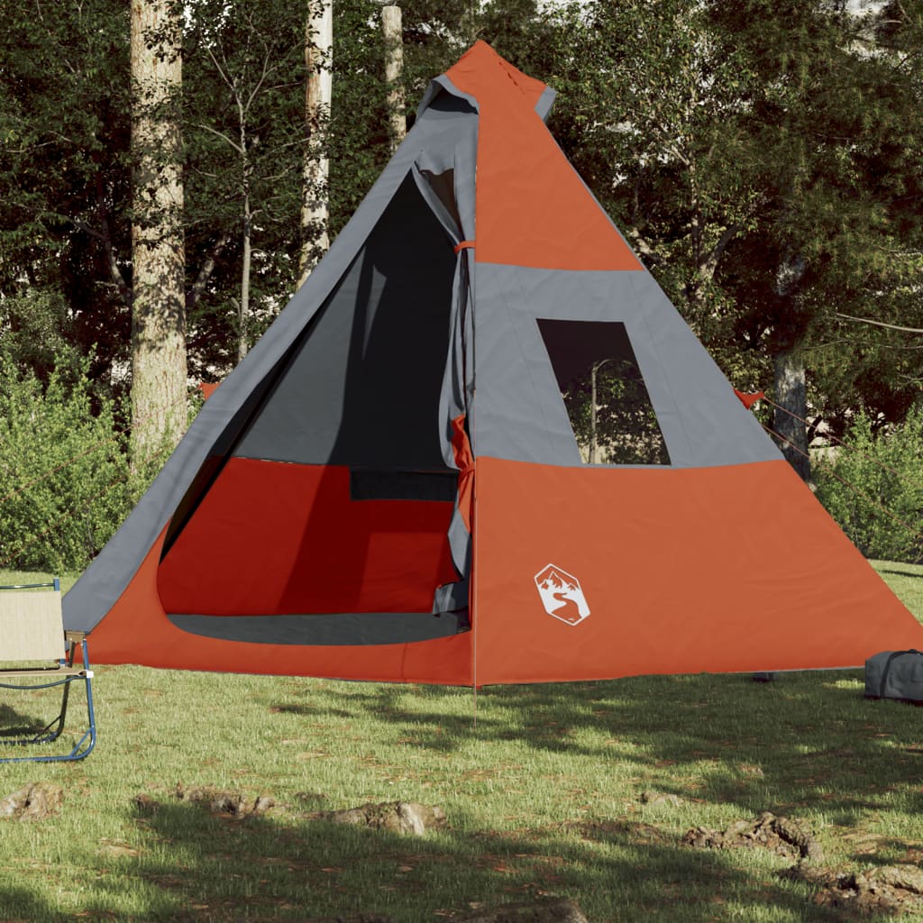 Tente de camping Tipi 7 personnes orange imperméable