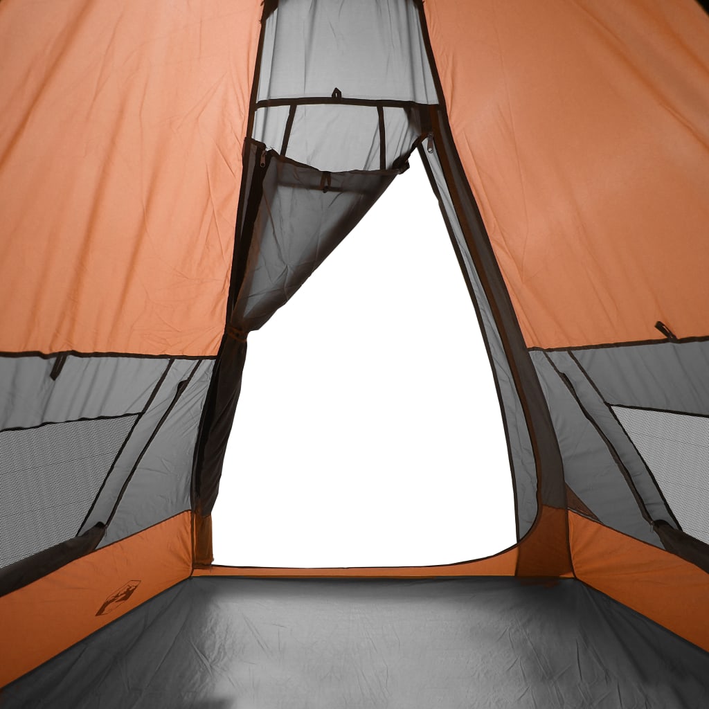 Tente de camping Tipi 7 personnes orange imperméable