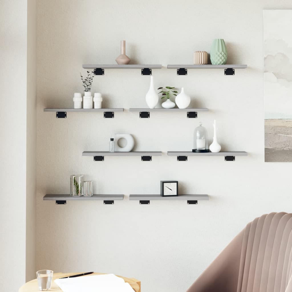 Wandregale 8 Stk. Grau Sonoma 40x10x1,5 cm Holzwerkstoff