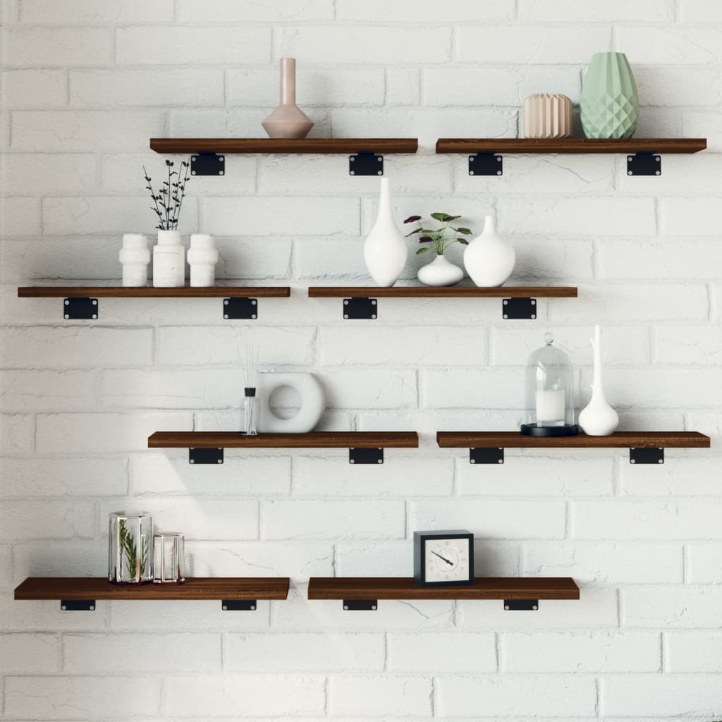 Wandregale 8 Stk. Braun Eichen-Optik 40x10x1,5 cm Holzwerkstoff