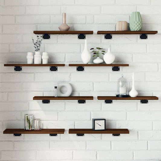Wandregale 8 Stk. Braun Eichen-Optik 40x10x1,5 cm Holzwerkstoff