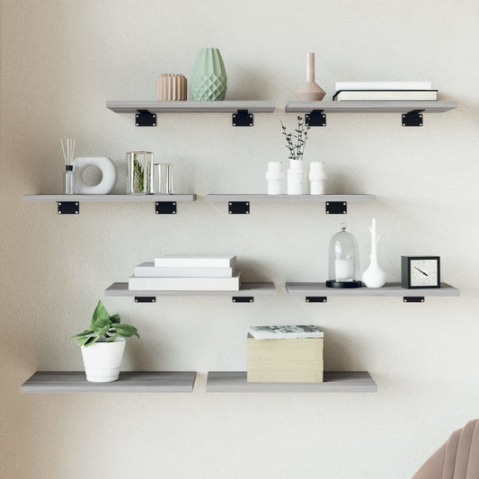 Wandregale 8 Stk. Grau Sonoma 40x20x1,5 cm Holzwerkstoff